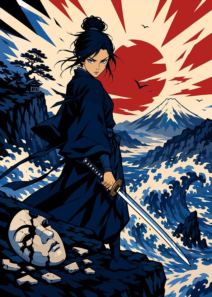Samurai Warrior with Katana and Mask