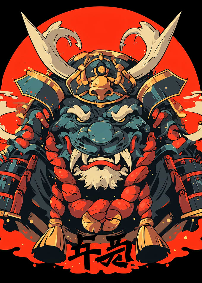 Samurai Tiger Warrior Illustration