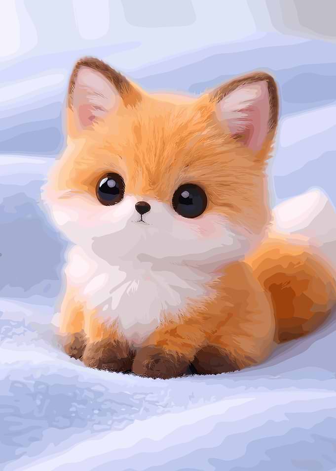 Adorable Fluffy Baby Fox Illustration