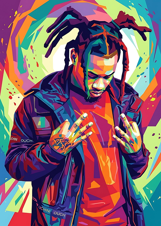 Colorful Pop Art Portrait of Rapper Denzel Curry