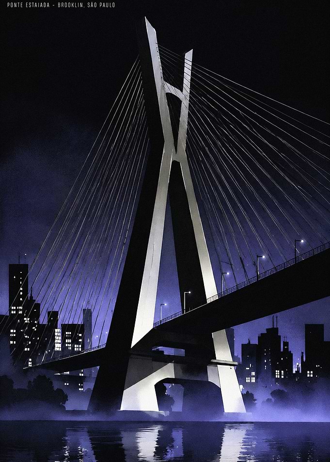 Ponte Estaiada Bridge Sao Paulo Poster