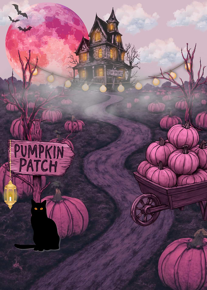 Spooky Pink Halloween Pumpkin Patch