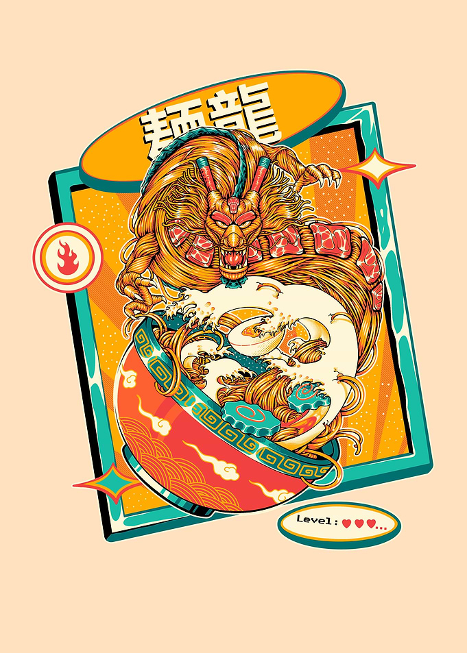 Dragon Ramen Bowl Illustration