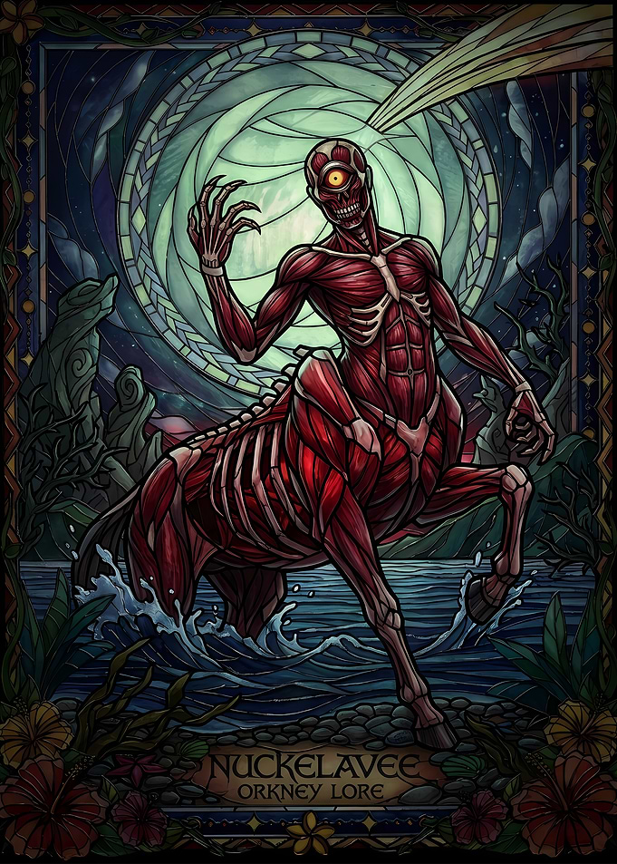 Nuckelavee Orkney Lore Stained Glass Art