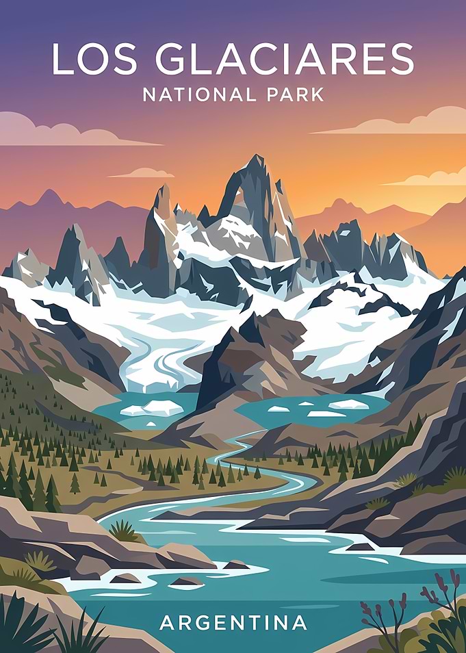 Los Glaciares National Park Travel Poster