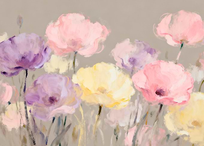 Pastel Floral Oil Painting