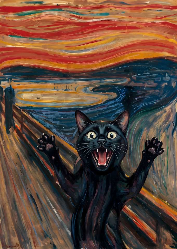 The Scream Cat Parody Painting