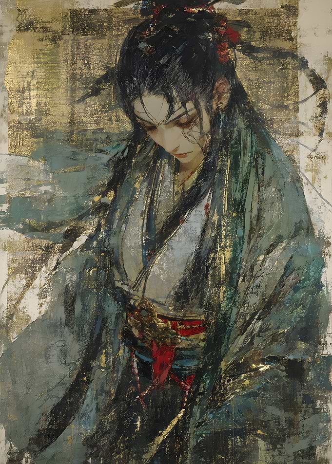 Elegant Traditional Asian Portrait Painting