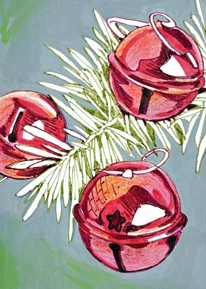 Red Christmas Jingle Bells Illustration