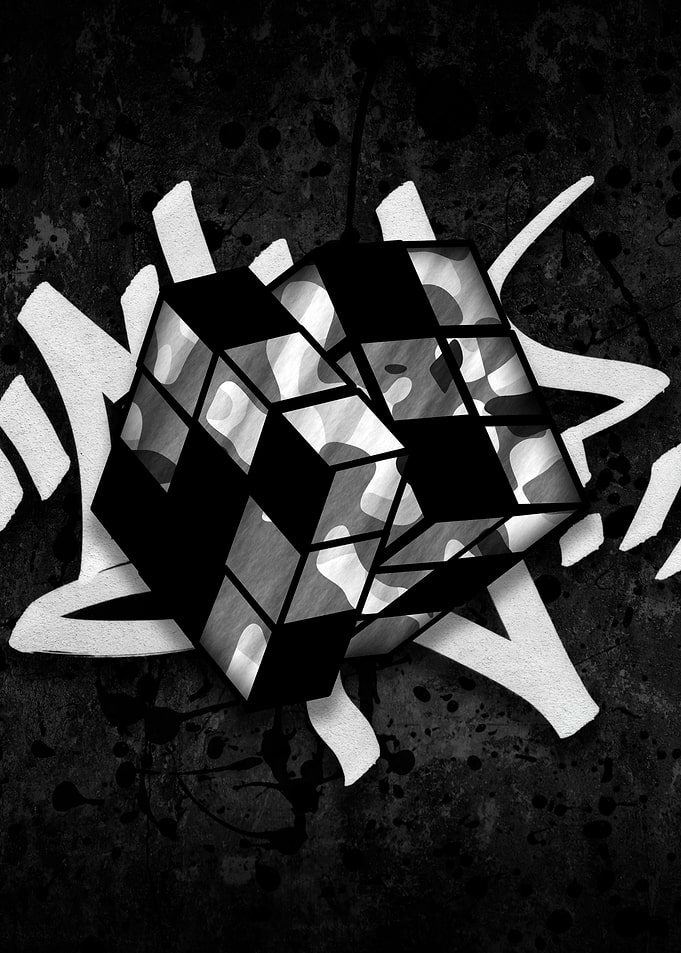 Camo Rubik's Cube Graffiti Art