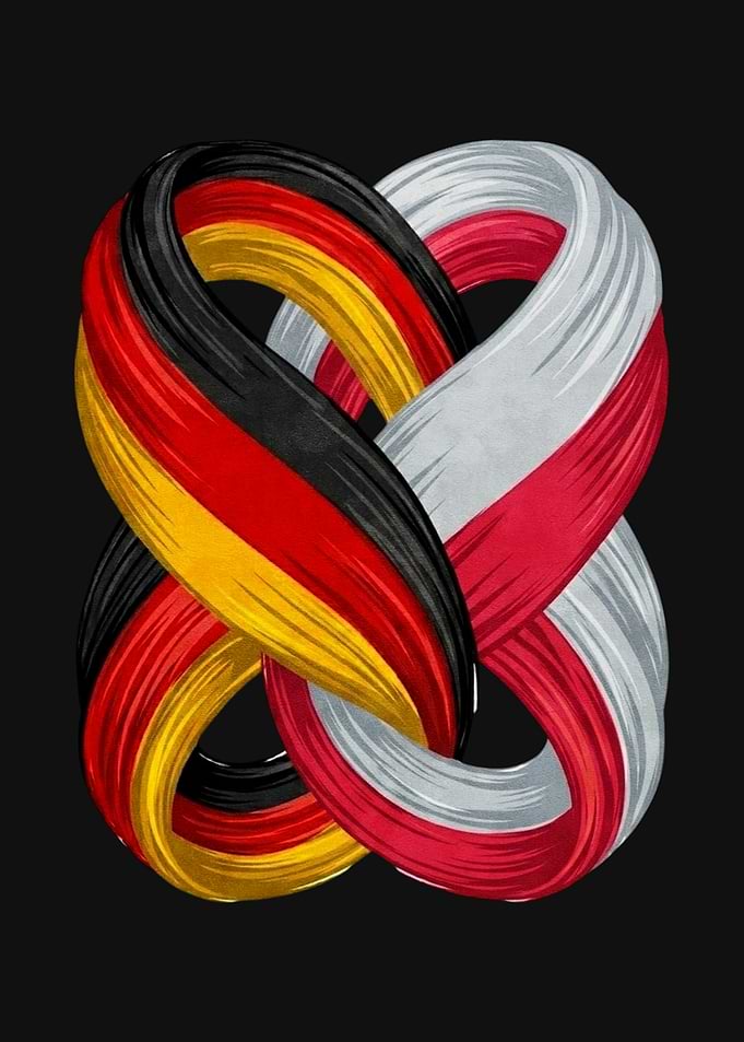 Intertwined German and Polish Flags