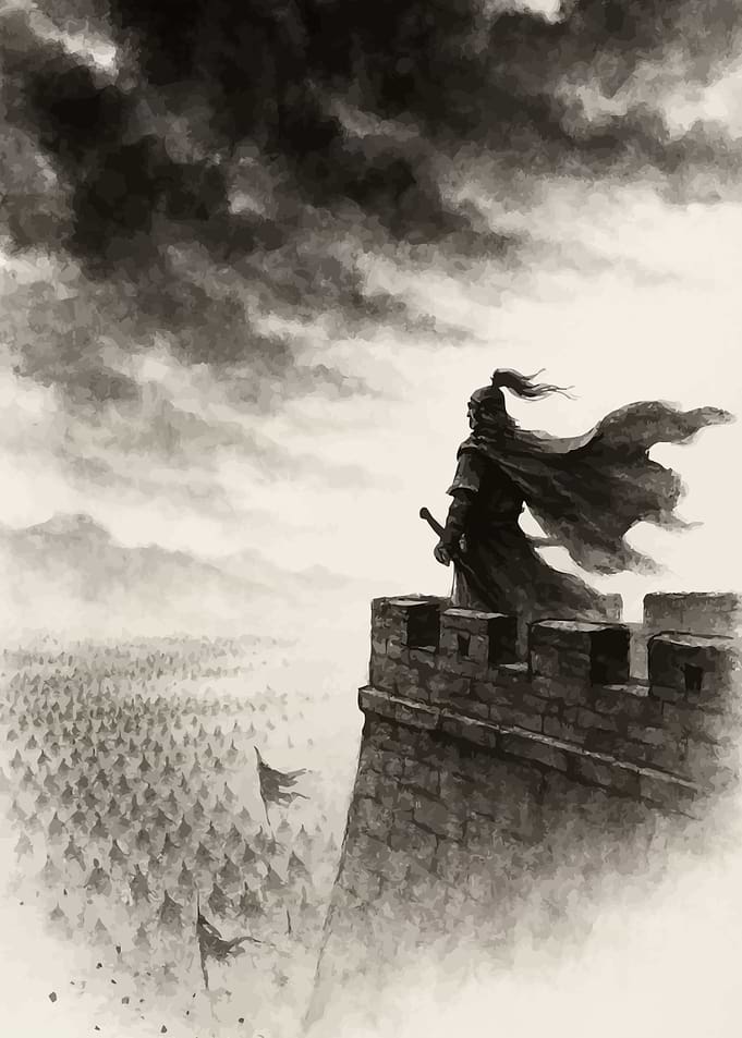 Warrior Standing on Great Wall
