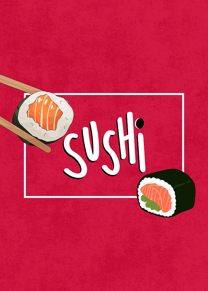 Minimalist Sushi Illustration Poster