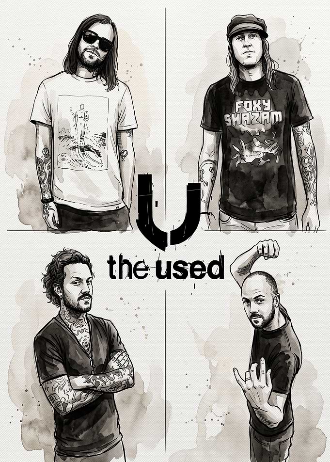 The Used Band Portrait Illustration