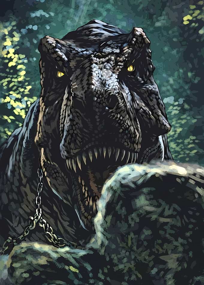 Fierce Tyrannosaurus Rex in Forest