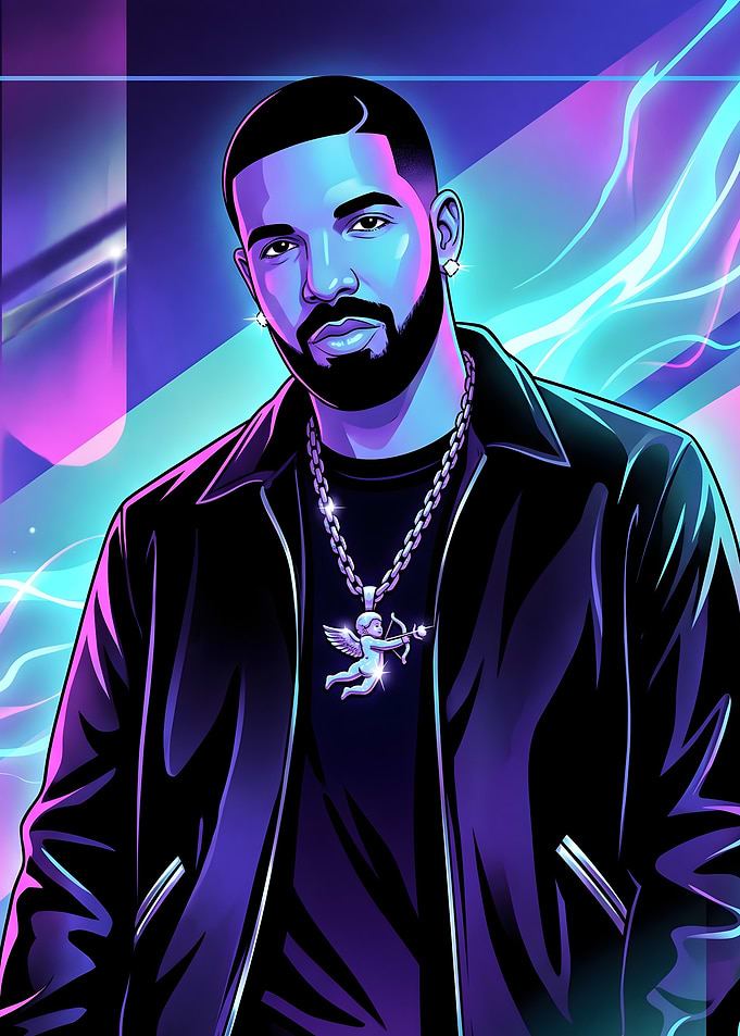 Drake Neon Portrait of Drake