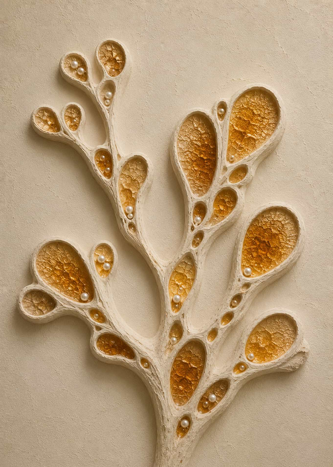 Abstract Organic Wall Sculpture with Pearls