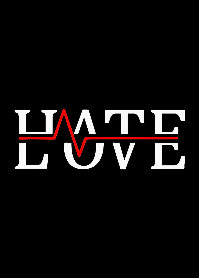 Hate Love Heartbeat Typography Design