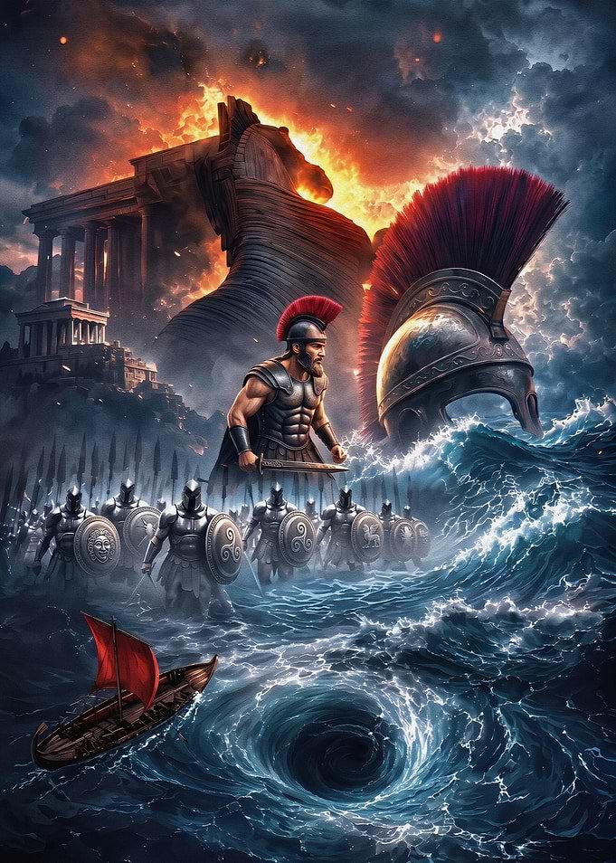 Epic Trojan War Battle Scene