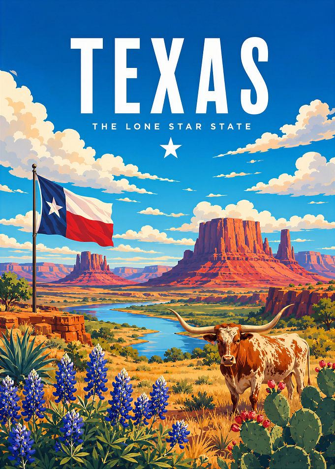 Texas The Lone Star State Poster