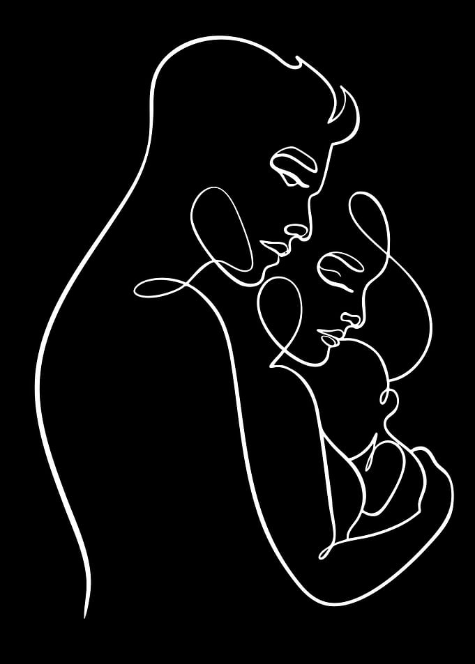 Minimalist Line Art Family Portrait