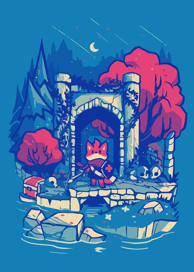 Tunic Fox Adventurer at Ruined Archway
