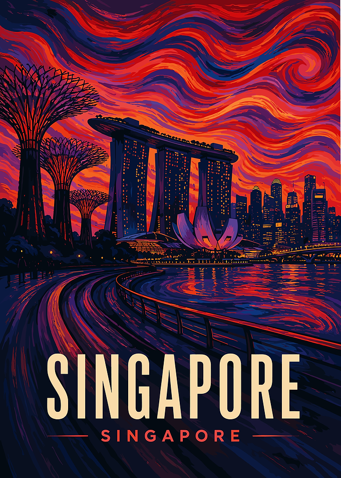 Singapore Cityscape Van Gogh Style Poster