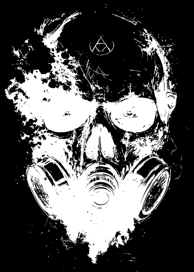 Gritty Gas Mask Skull Illustration
