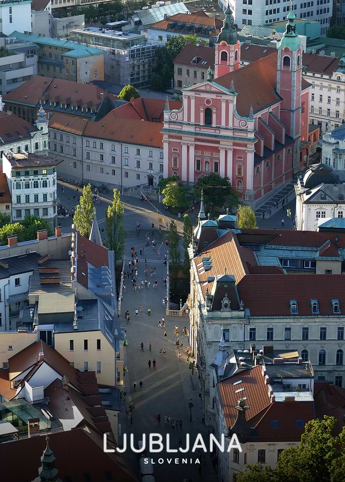 Aerial View of Ljubljana City Center