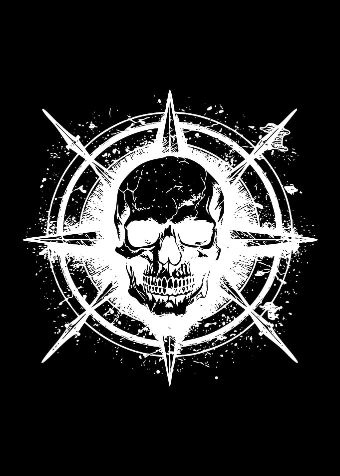 Grunge Skull Compass Emblem