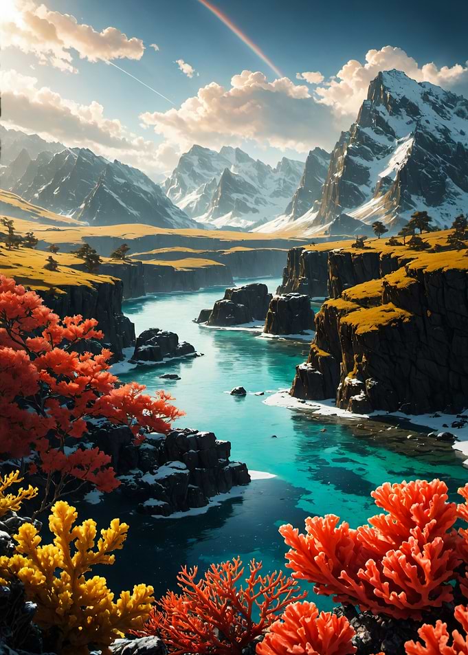 Vibrant Alpine River Landscape