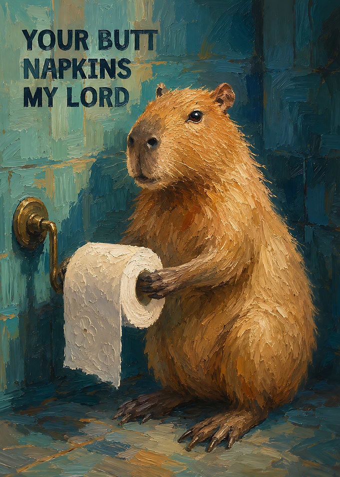 Capybara Holding Toilet Paper