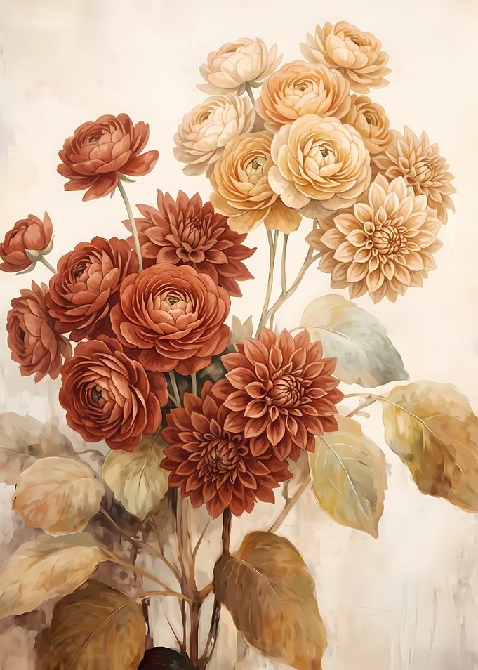 Elegant Autumnal Floral Bouquet Painting