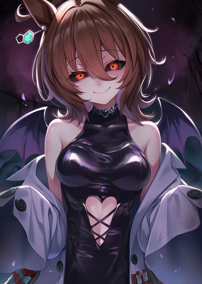 Anime Succubus Girl with Glowing Eyes