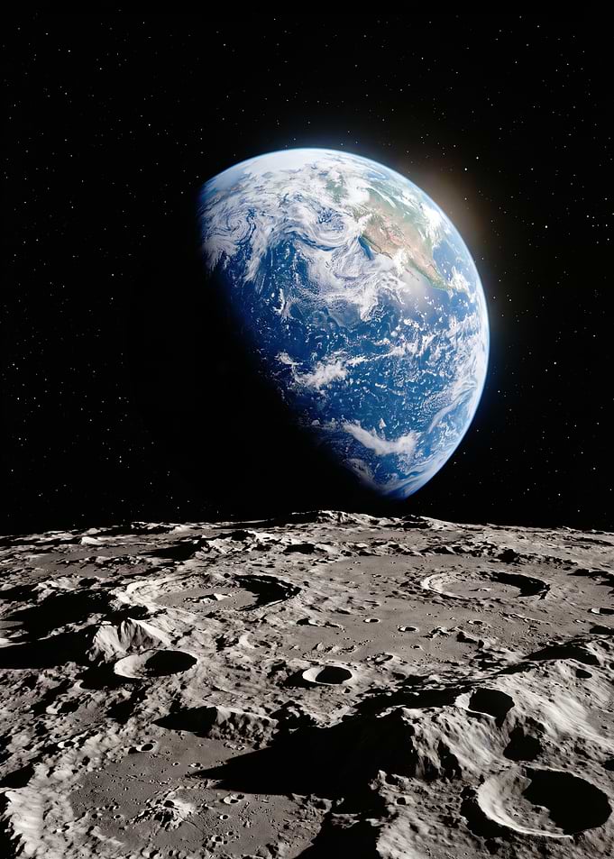 Earth and Moon in Space