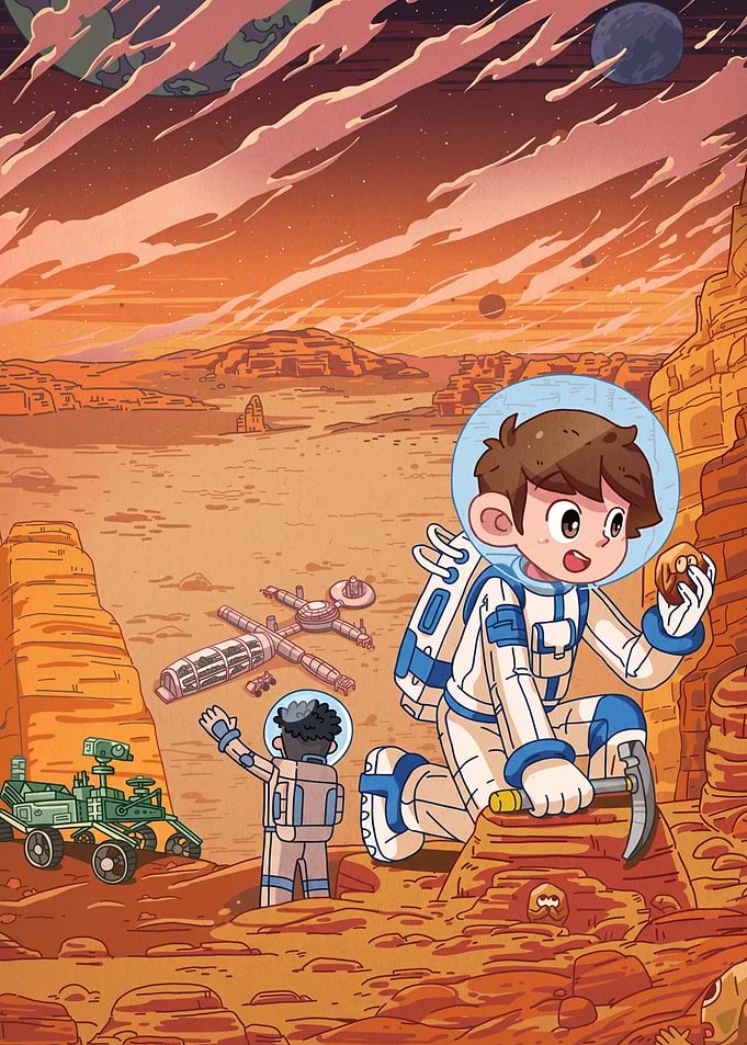 Astronauts Exploring Mars Surface