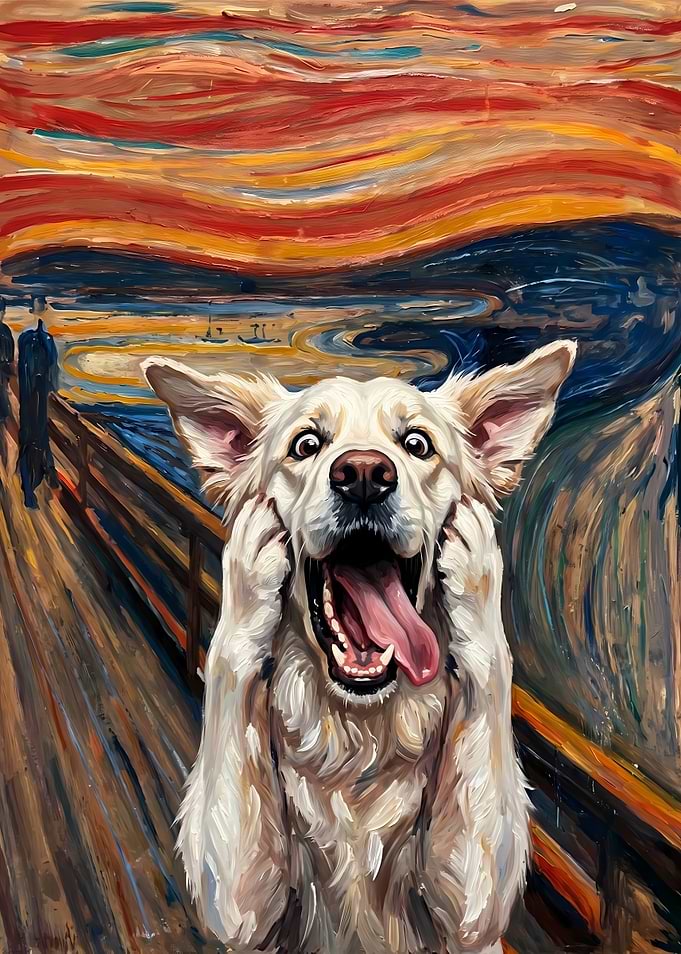 The Scream Dog Parody Painting