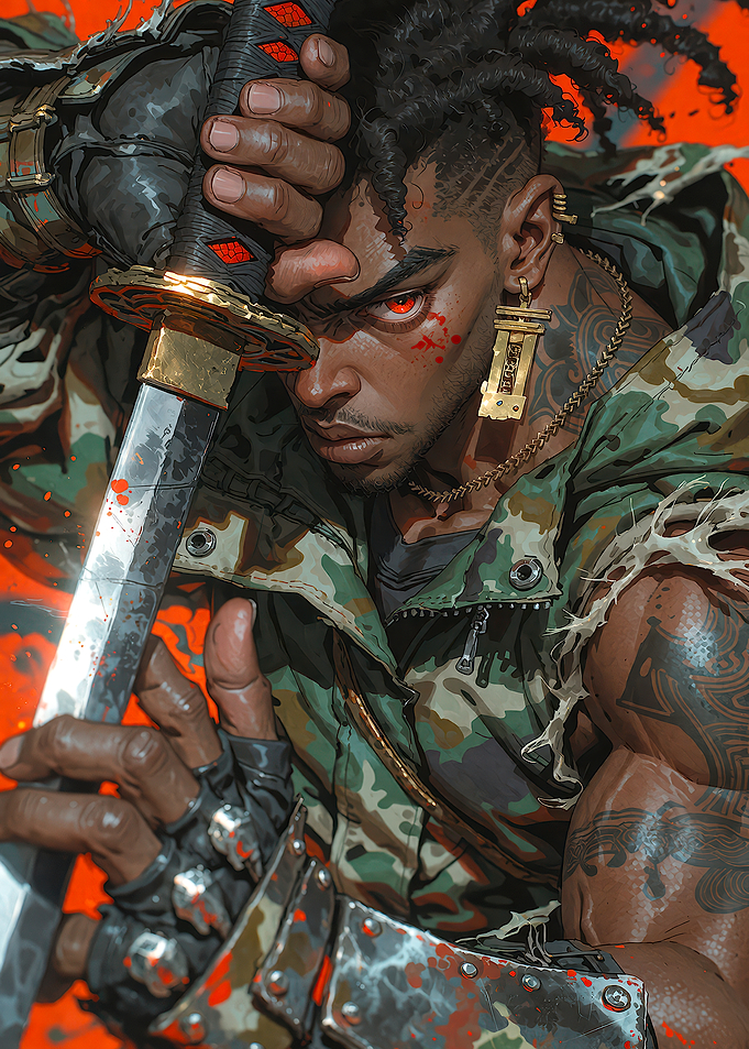 Cyberpunk Warrior with Katana