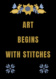 Art Begins With Stitches Quote Poster