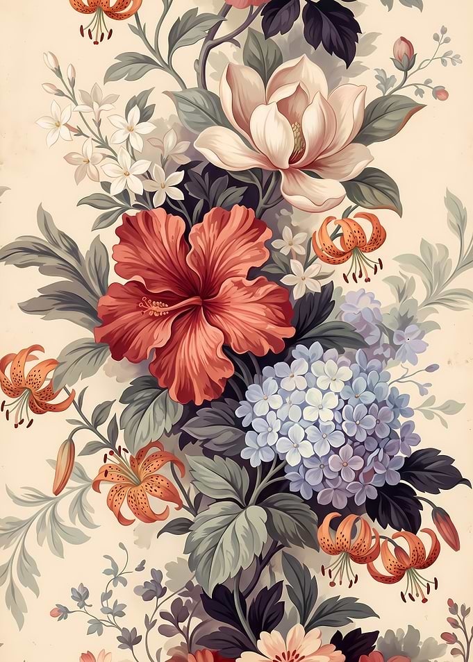 Elegant Vintage Floral Botanical Illustration