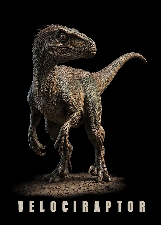 Detailed Velociraptor Dinosaur Poster