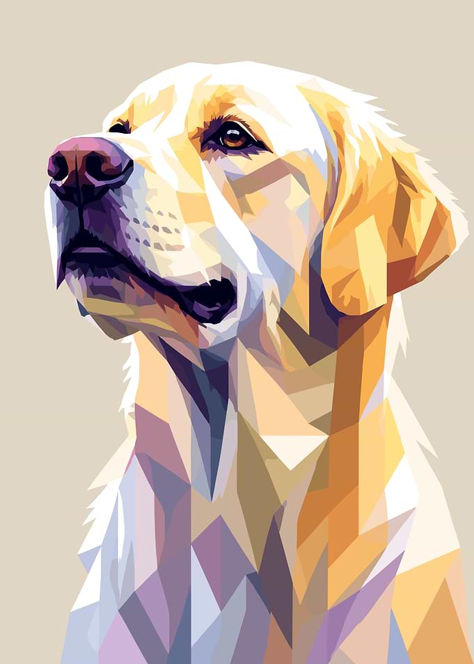 Geometric Low Poly Golden Retriever Portrait