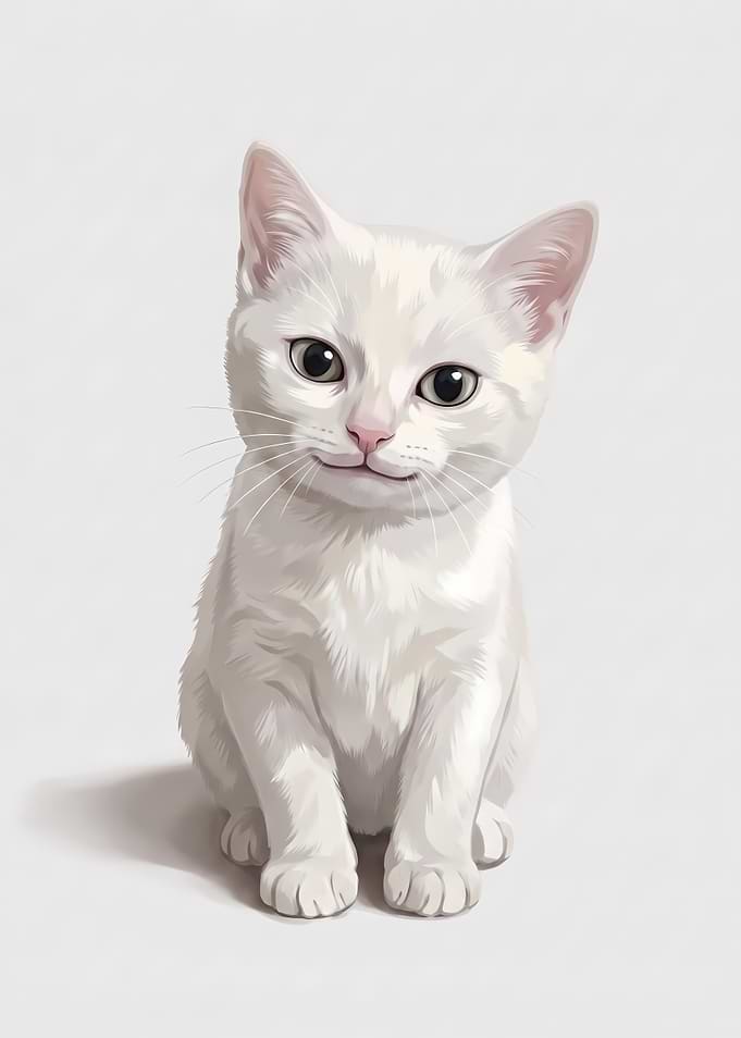Adorable White Kitten Portrait