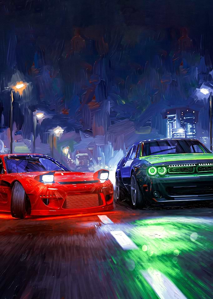 Street Racing Duel at Night