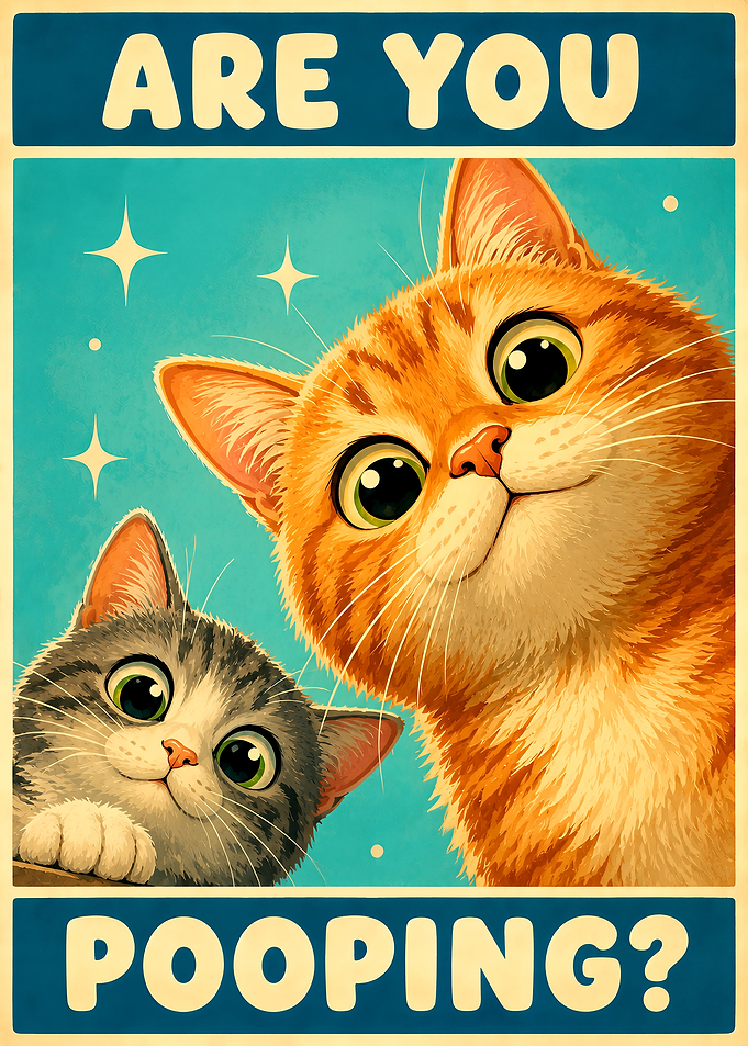 Funny Cats Bathroom Poster