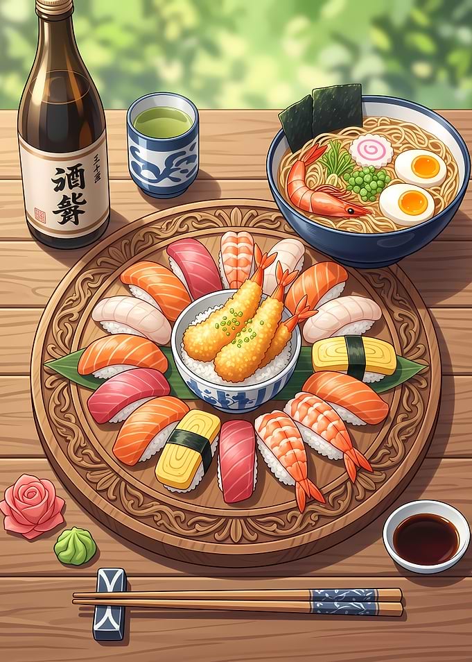 Japanese Sushi and Ramen Feast