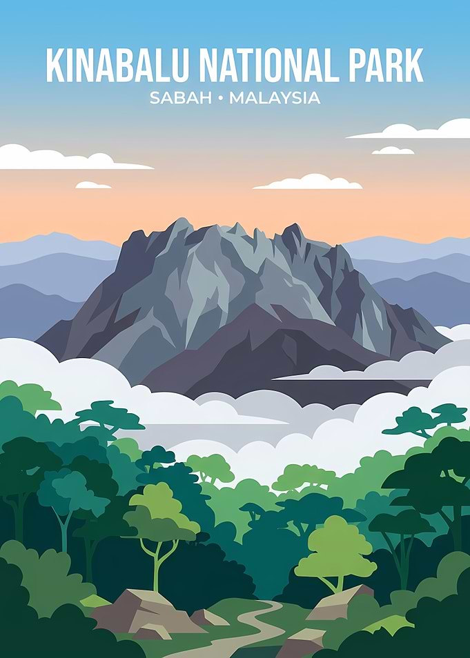 Kinabalu National Park Travel Poster