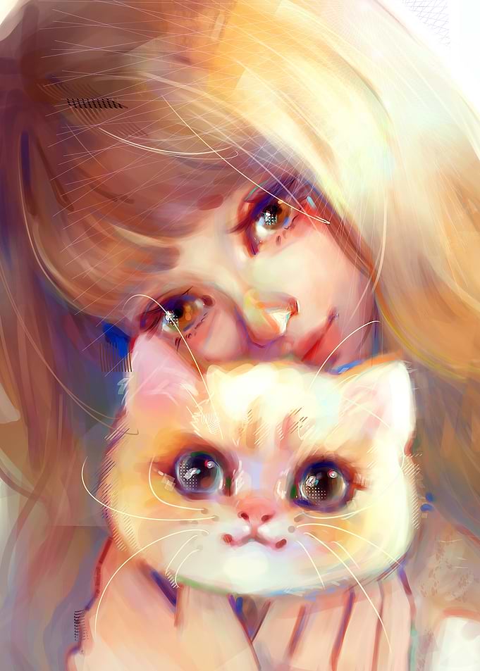 Girl Holding Her Cute Cat