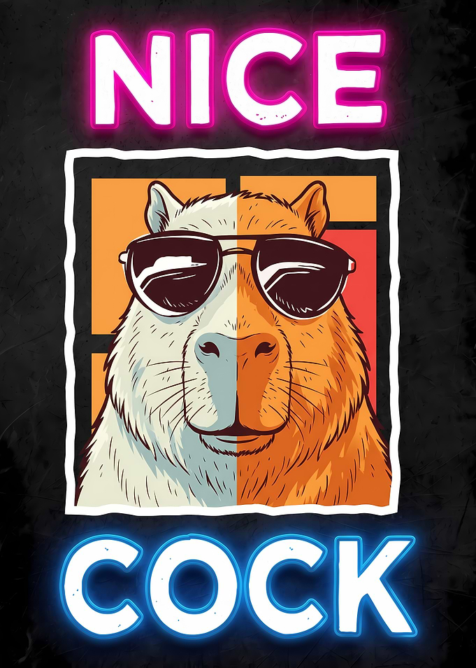 Cool Capybara Neon Style Graphic