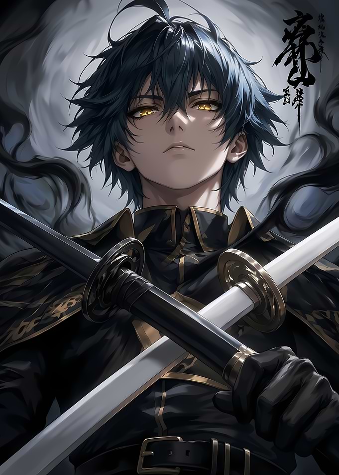 Anime Warrior with Dual Katanas